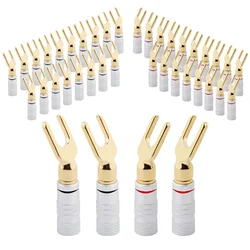 10Pcs Y/ U Type Banana Plugs Speaker Audio Cable Wire Connector Screw Lock Fork Spade Plug Banana Connectors