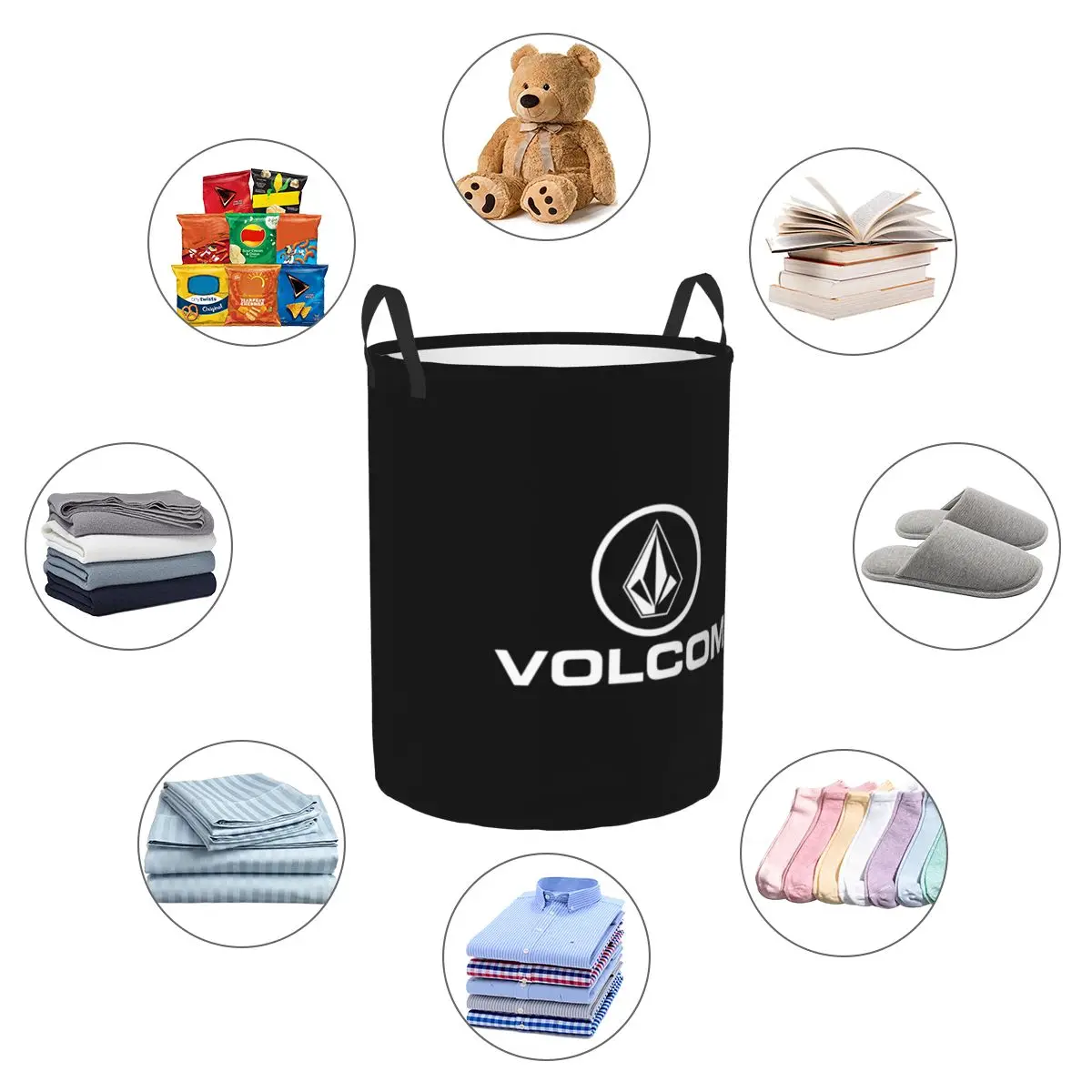 personalized Volcoms Logo Laundry Basket Foldable Large Capacity Clothes Storage Bin Baby Hamper