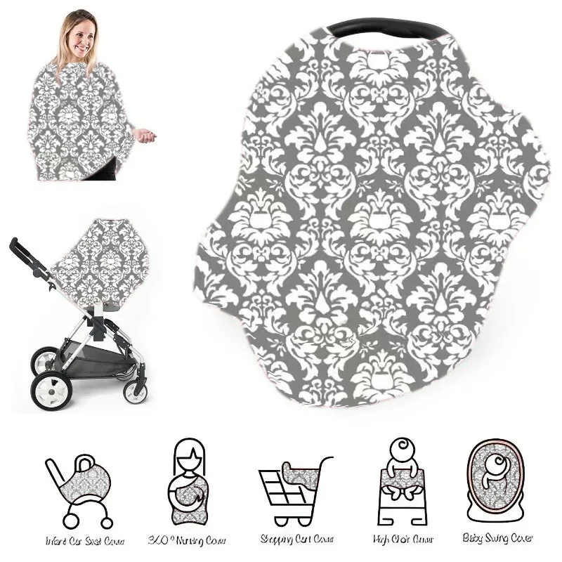 Multi-use  Carseat Canopy Cover Soft Breathable Breastfeeding Covers Cute Fashionable Print Stroller Canopy Cover