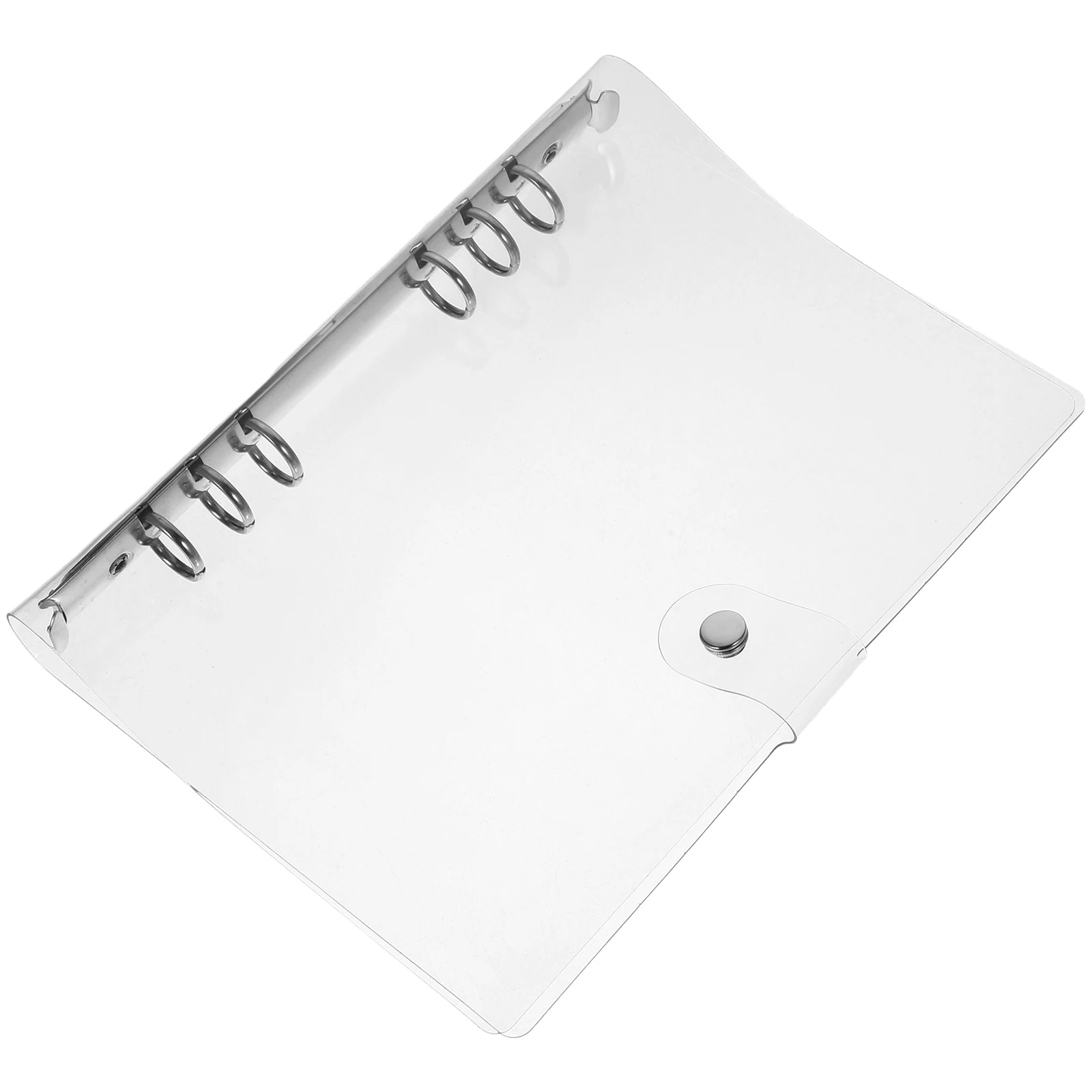 

PVC Binder Case A6 Notebook Cover Clear Plastic Loose Leaf Folder Sturdy Adhesive Button Design Organizer for School Office