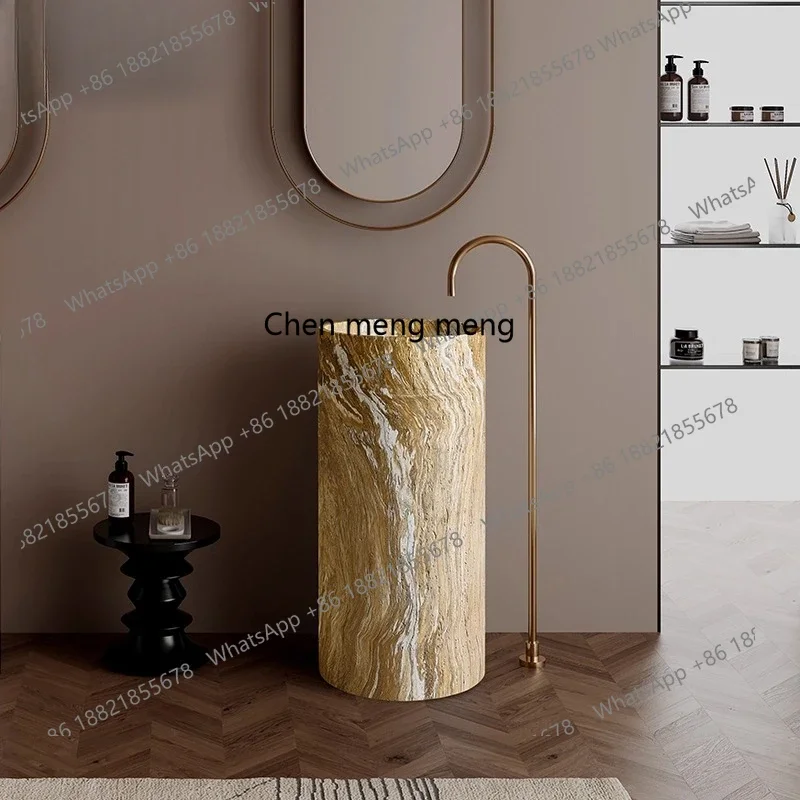 X  Minimalist, column basin integrated floor-to-ceiling creative art sink, clubhouse sink