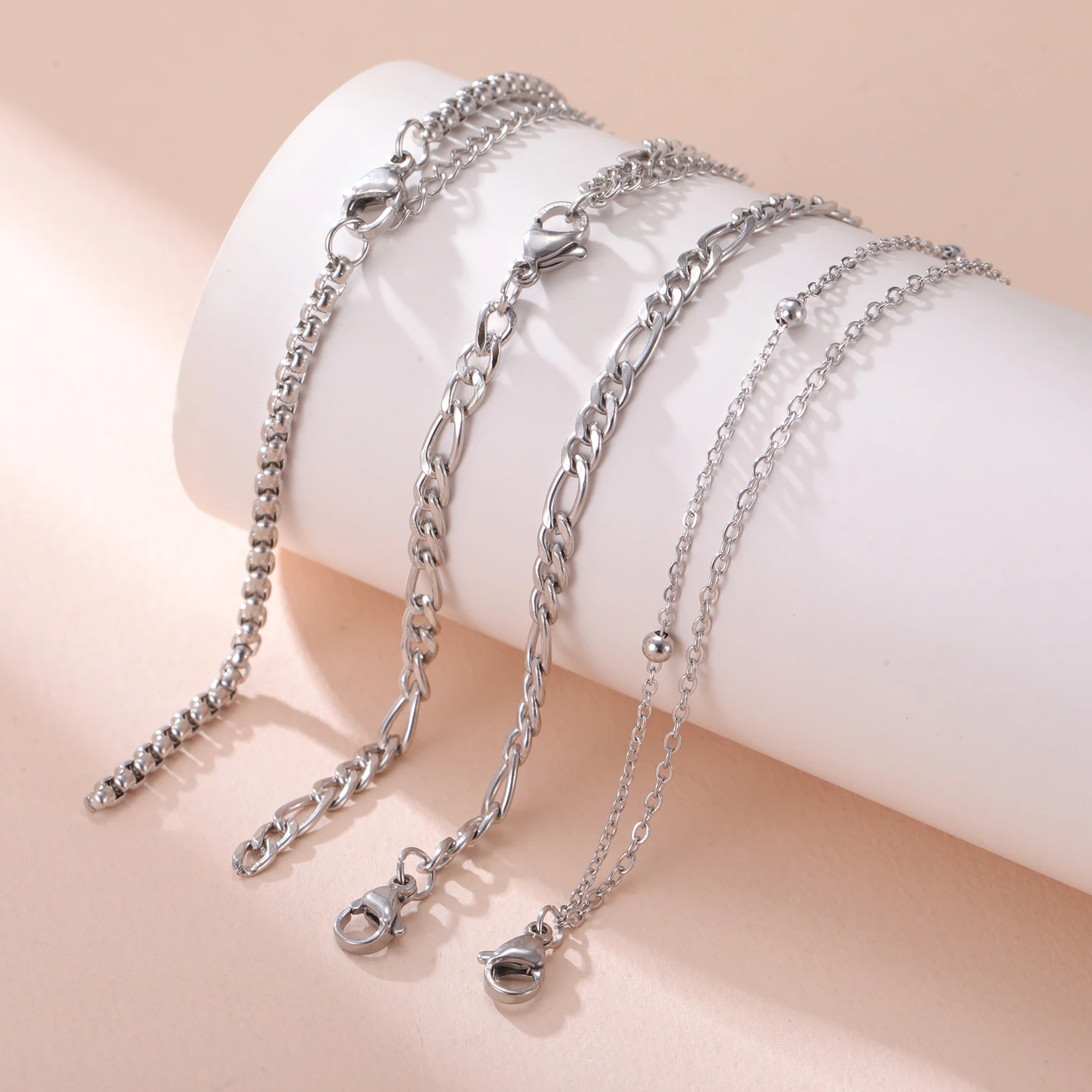 COOLTIME Edelstahl Gliederkette Armband verstellbare Figaro Kette DIY Herstellung Verbinder Armband Schmuck Zubehör – Detail 5