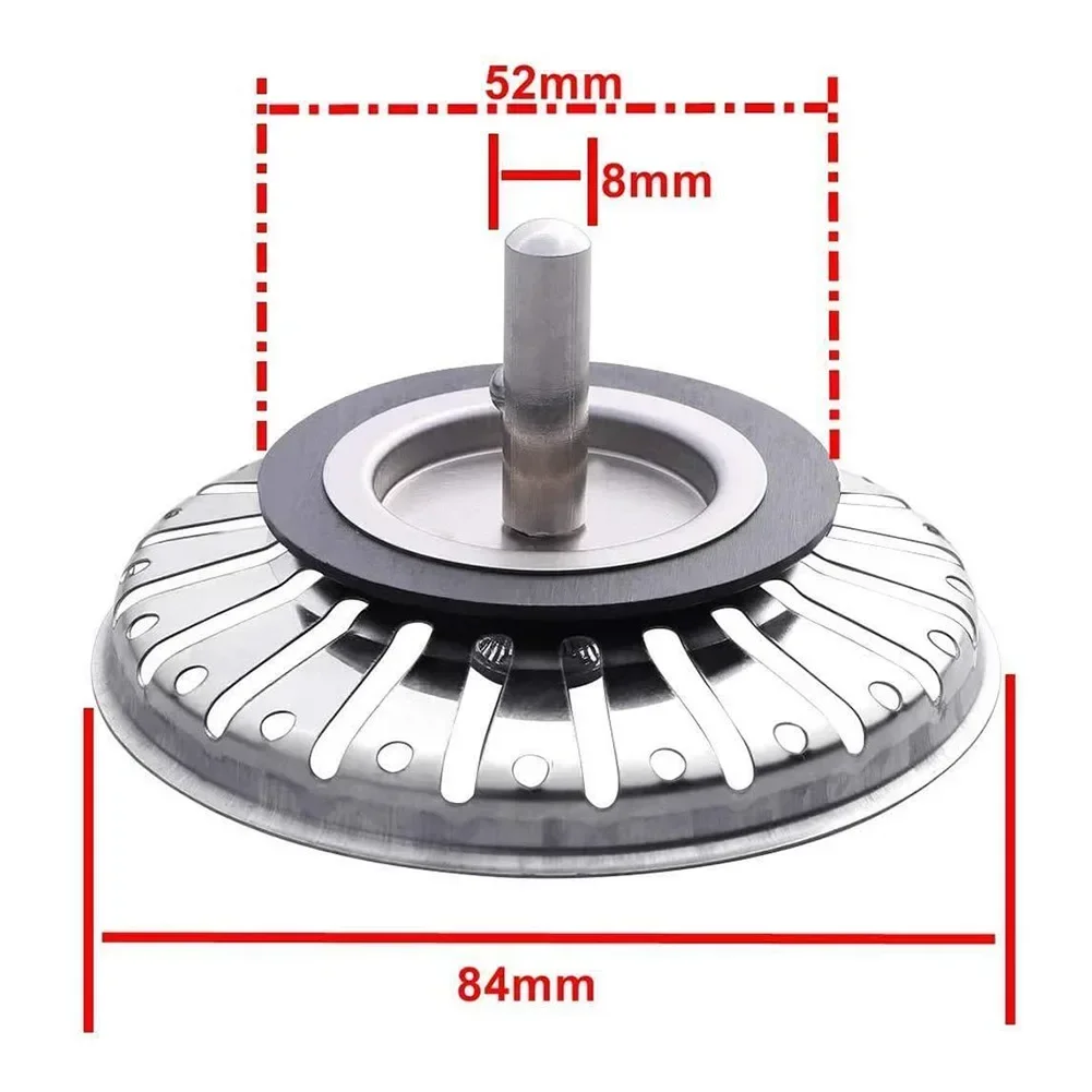 Drain Waste Stopper Sink Drain Strainer Lightweight Replacement Parts Round Sink Plug Waste Plug Filter For 84mm-86.3mm Sink