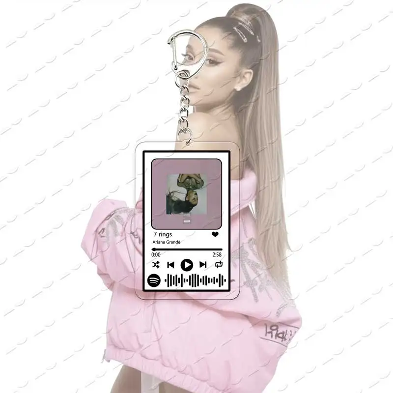 Popular Singer Ariana Grande Keychains Bag Charm Acrylic  Accessories Into You Love Me Harder Music Playlist Code Keyring Pendan