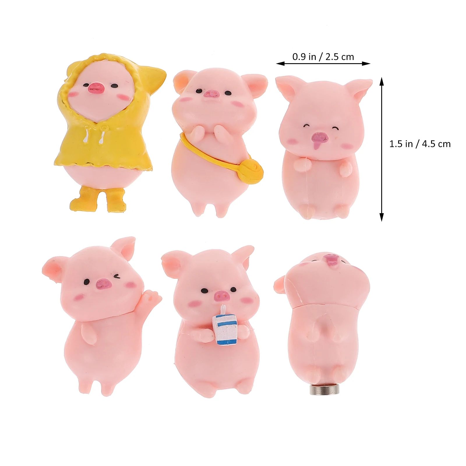 

6pcs Piggy Fridge Magnets Cute Animal Refrigerator Magnets PVC Creative Design Adorable Gifts for Friends Students