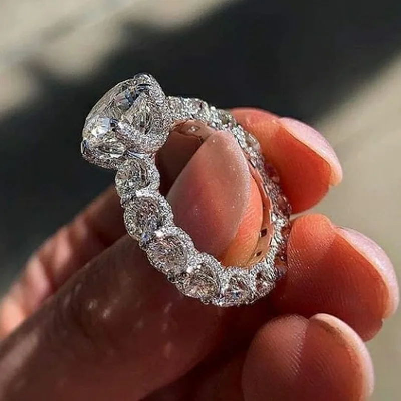 Cincin Tunangan Desainer Perak Murni 925 Retro Antik Mewah untuk Hadiah Pesta Wanita Perhiasan Jari Grosir