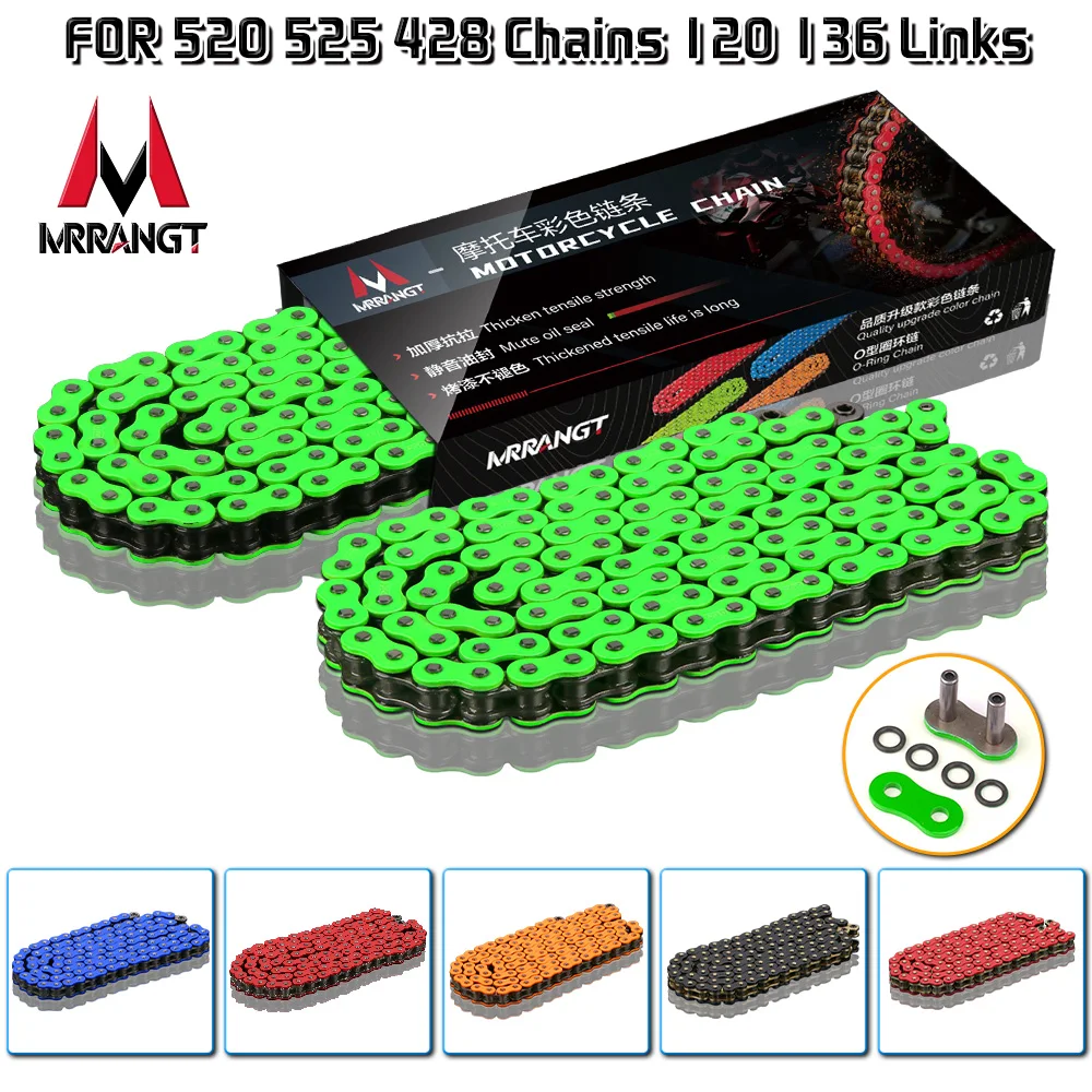 

MRRANGT Motorcycle Oil Seal Chain 428 520 525 Chains 136 120 Links Universal for Kawasaki Ninja Versys Motorcycle Modified Parts