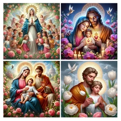 Fullcang Diy Diamond Painting New Religious Holy Family Image Full Rhinestone Art Jesus Maria Icon Mosaic Embroidery Picture