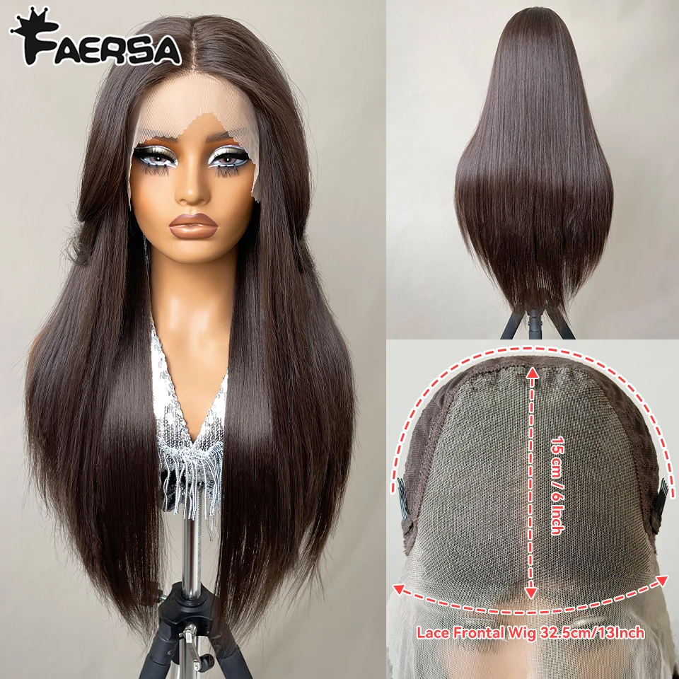 13x6 30Inch Synthetic Lace Front Wigs Long Straight Blonde Wig For Black Women Natural Ombre Brown Cosplay Highlight Lace Wig