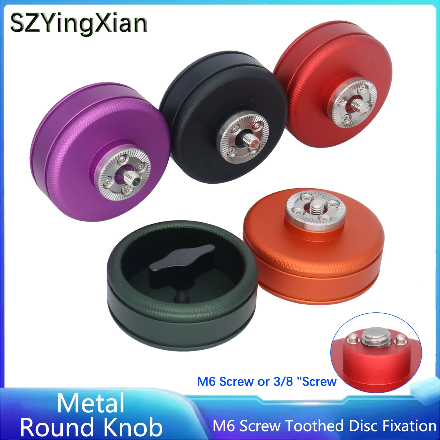 Camera Metal Handle Round Knob, Fixed With 3/8 Screws & M6 Screws and Toothed Discs