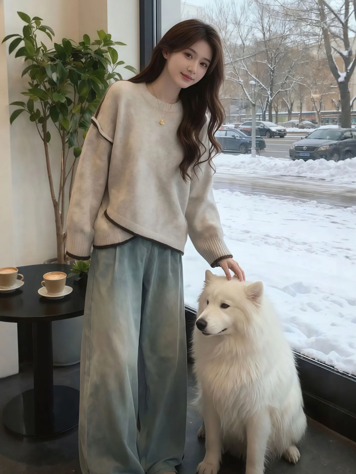 Suéter de Punto Cómodo e Informal para Mujer, Cuello Redondo, Manga Larga, Estilo Casual para el Invierno, Ajuste Hoado, Di...