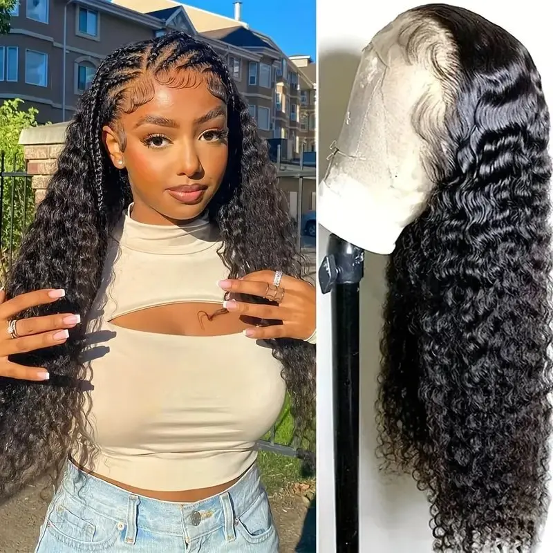 Rosabeauty 250% Density HD 13X6 Full Transparent Deep Curly Lace Frontal Wigs 30 40 Inch 13X4 Front Human Hair Wig