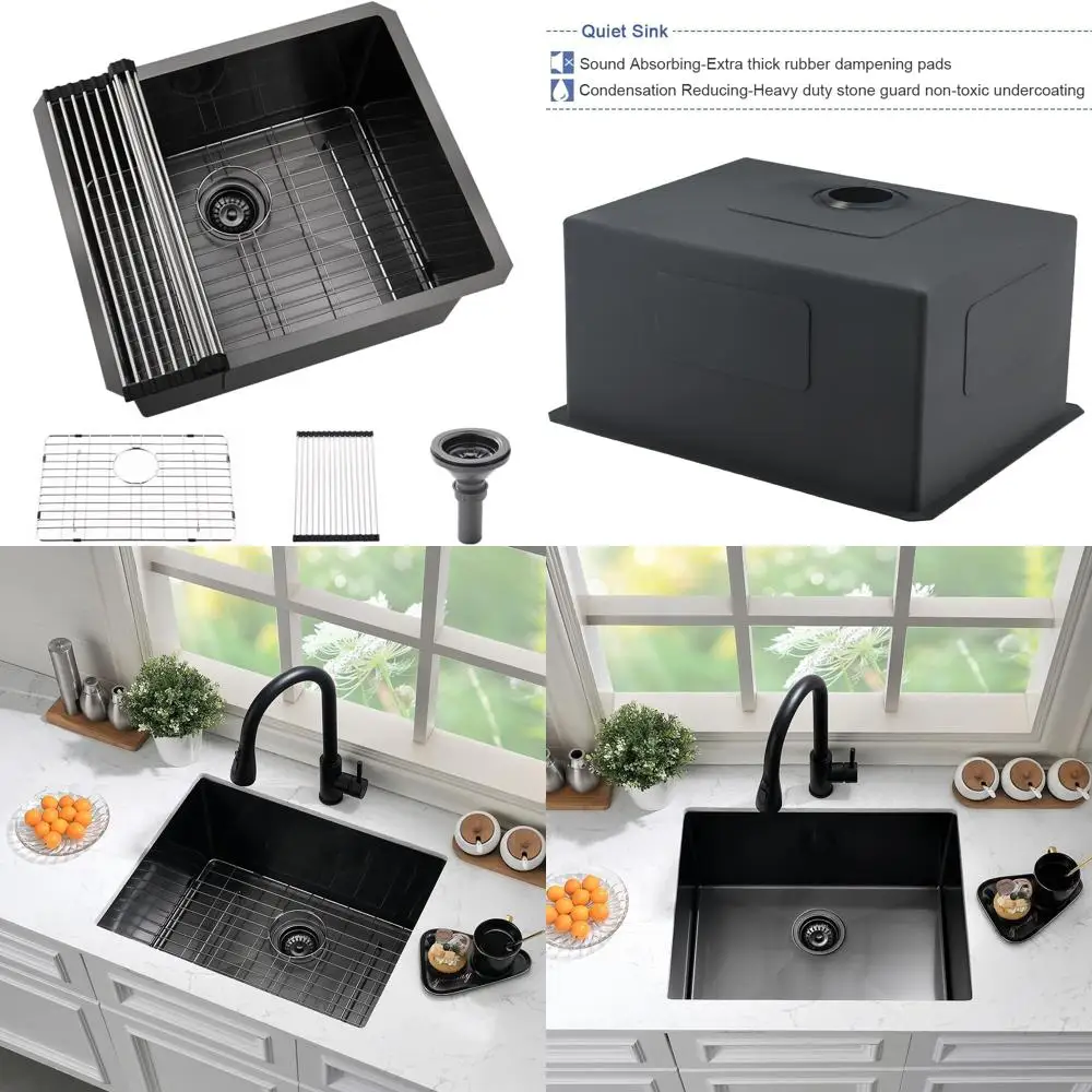 

Matte Black Undermount Laundry Sink - 21x18x12 Stainless Steel Utility Sink for Laundry Room