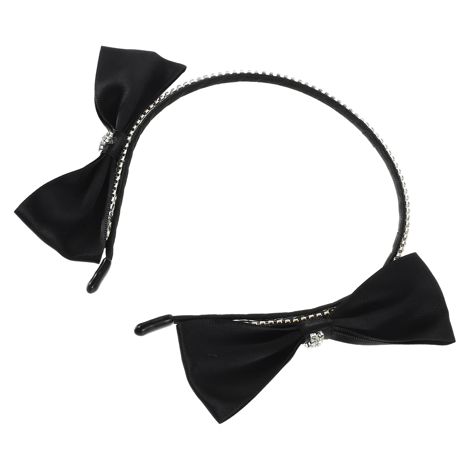 

Rhinestone Bow Headband Black Women Hair Tie Plastic Hoop Lightweight Comfort Party Wedding Charm Portable