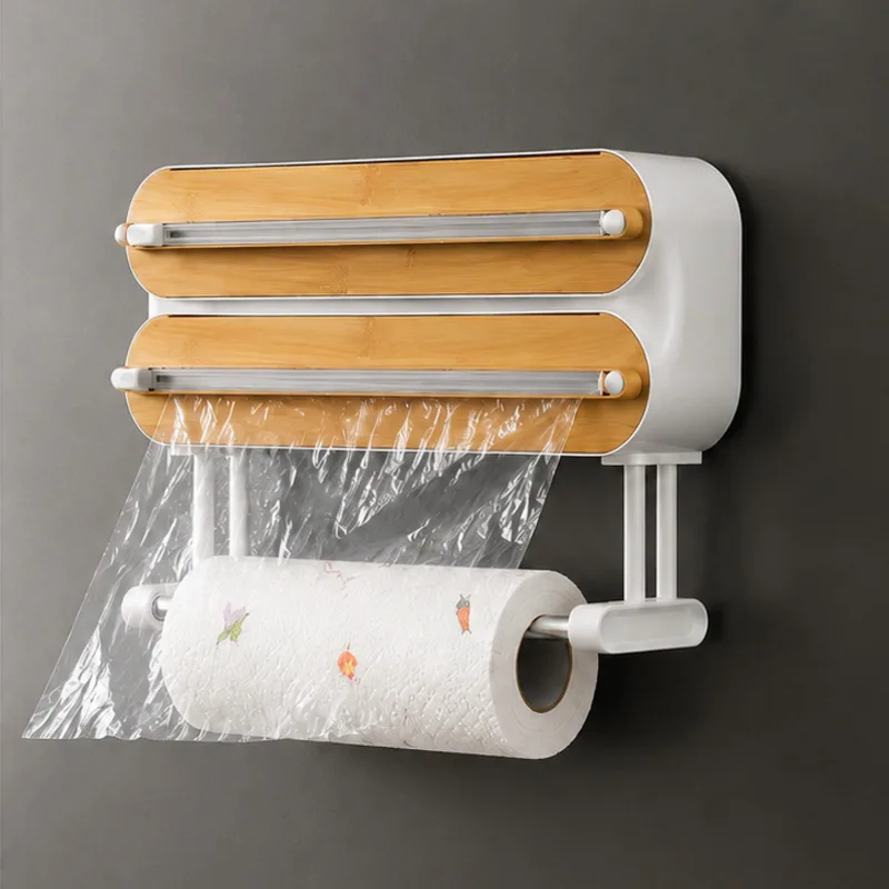 Magnetic Food Wrap Dispenser Cutter Cling Film Foil Organizer Wall Mounted Refrigerator Kitchen Storage Holder Box Kitchen Tool