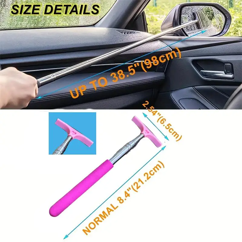 1Pc Car Rearview Mirror Wiper Universal Automotive Car Accessories Telescopic Auto Mirror Squeegee Cleaner Long Handle Portable