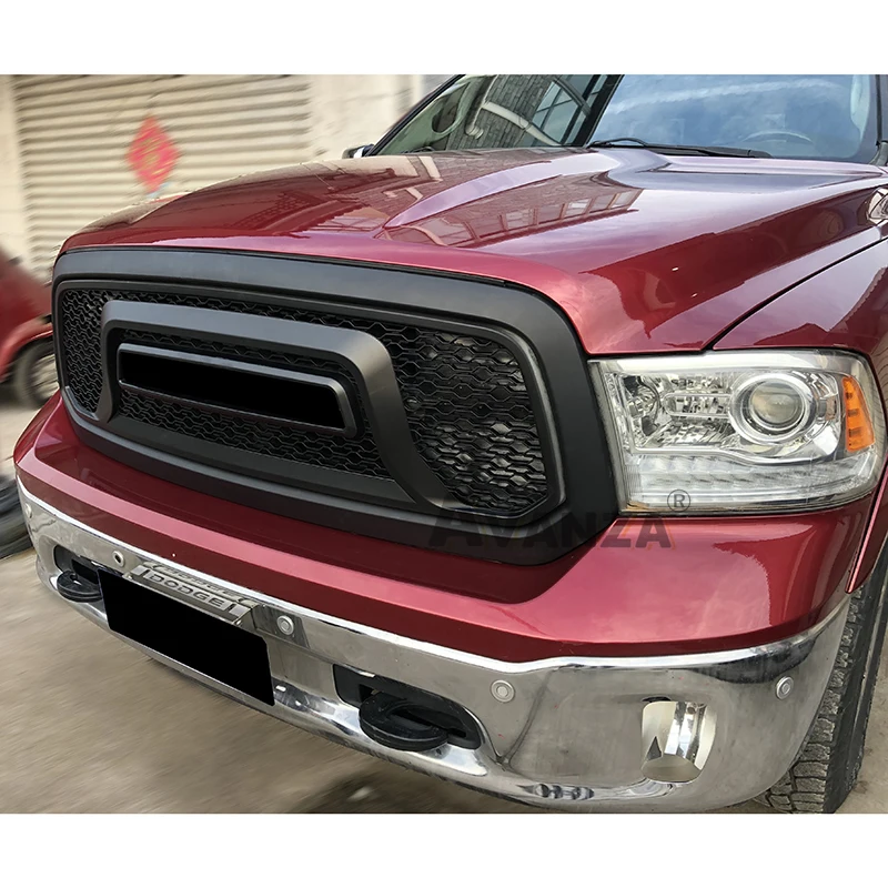 Auto Parts Front Grille With Light Fits For Dodge RAM1500 2013-2018 Racing Grill Honeycomb Style