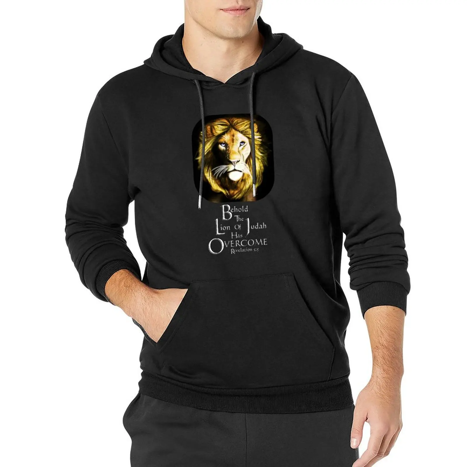 

Lion of Judah With Scripture (Gold) Pullover Hoodie men's autumn clothes men clothing man hoodie