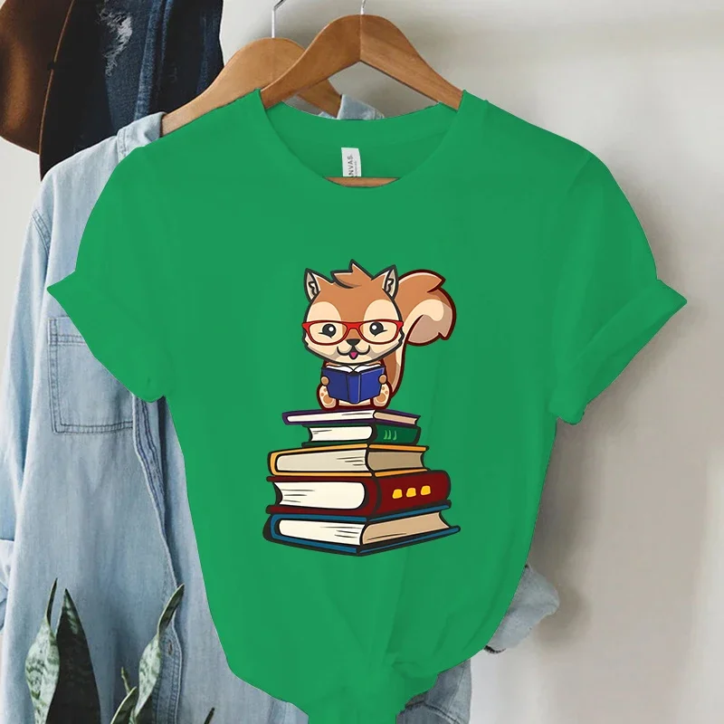 

Squirrel Scholar Funny T Shirt Harajuku Summer Clothing Animals Kawaii T Shirts Vintage Y2k Streetwear Female Korean Camiseta