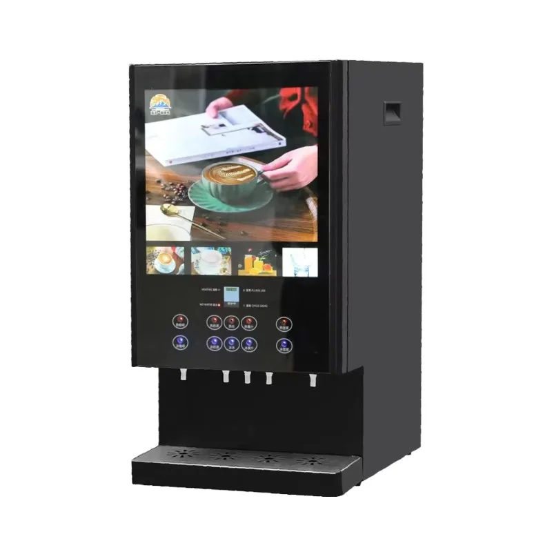 Commercial four-component instant coffee dispenser hot and cold coffee brewing equipment