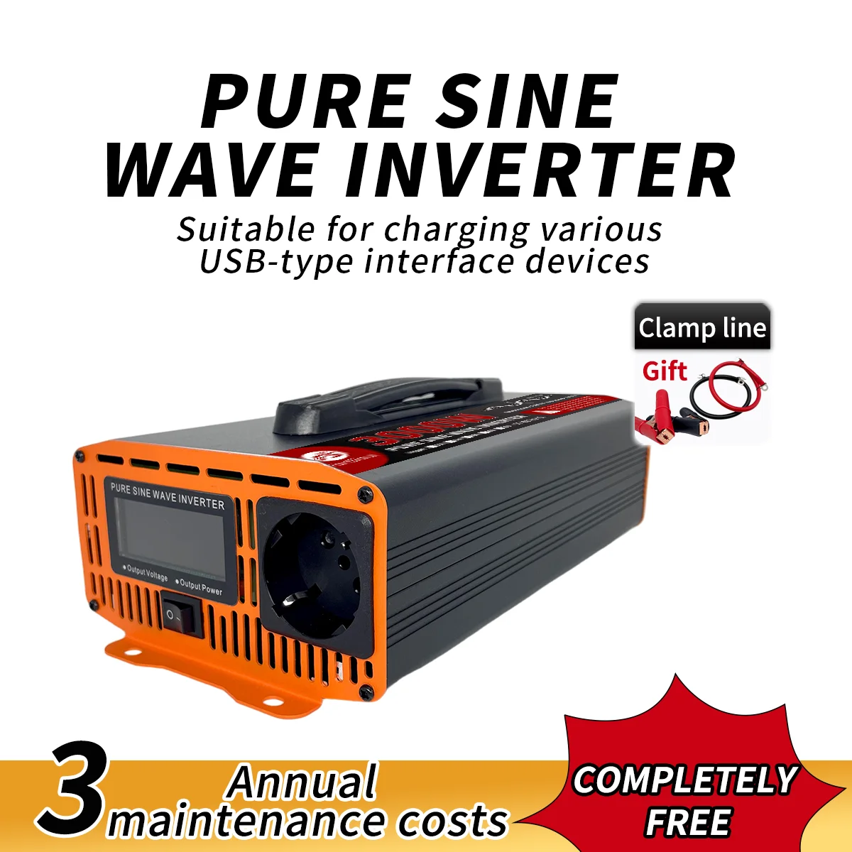 

Инвертор чистой синусоиды 3000 Вт, 12В в 220В, универсальный – портативный ручной преобразователь напряжения для аварийного освещения дома