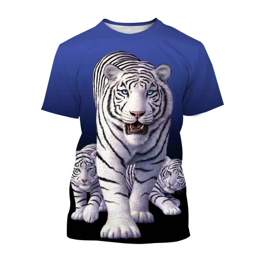 Summer Fashion Personality Tiger graphic t shirts Men Casual Sports Trend Handsome Short Sleeve 3D Printing Round Neck Tees Tops