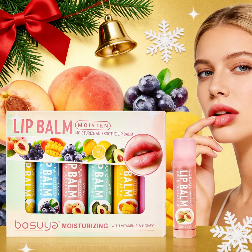 

Bosuya, 6 шт., набор бальзамов для губ с фруктовым вкусом, блеск с питательной формовлением для мгновенного блеска, меняющий цвет бальзам для губ