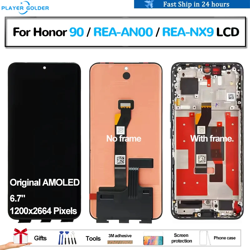 Original AMOLED For Honor 90 REA-AN00 REA-NX9 Pantalla lcd Display Touch Panel Screen Digitizer Assembly Replacement Accessory