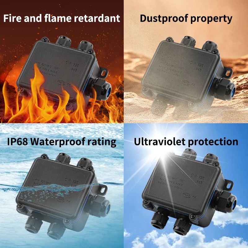 JINH IP68 2 Holes  Indoor and Outdoor Waterproof Junction Box CNP723 Electrical Cable Wire Connector Sealed Retardant Box
