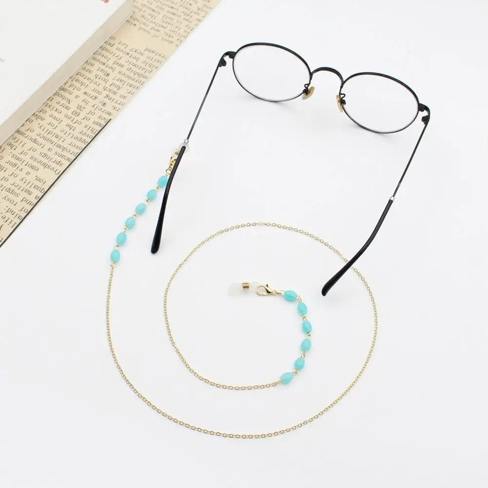 Wear-resistant  Chic Colored Faux Crystal Face Cover Beaded Chain Multifunctional Glasses Chain Anti-fall   for Party