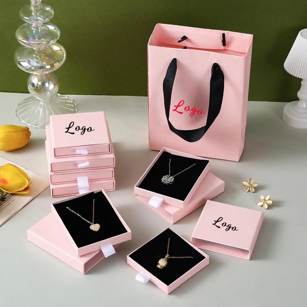 

24pcs Paper Smart Jewelry Drawer Cardboard Boxes Personalized Logo Necklace Earrings Ring Packaging Case Bulk Travel Organizer