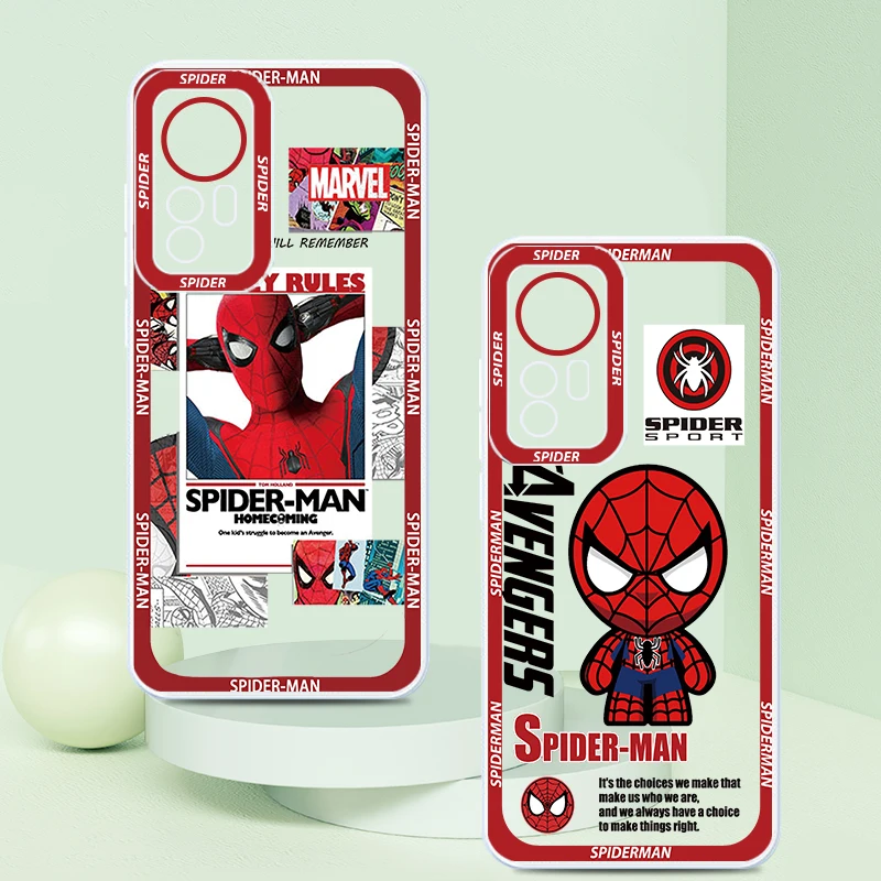 Superhero Marvel Spiderman Angel Eyes For Xiaomi 11T 11 Lite Poco X5 X4 X3 M4 M3 Pro NFC GT F3 5G Transparent Phone Case