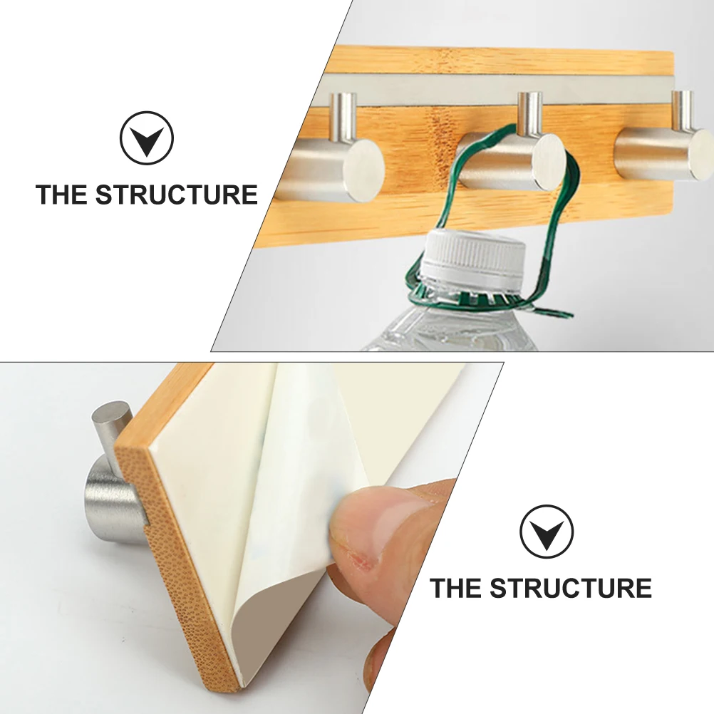 

Stainless Bamboo Wall Mount Punch Free Coat Decorative Hook Hanger ganizer Strong Storage Solution Car Interior