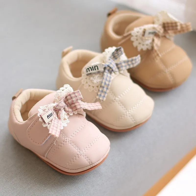 Kids'Casual Shoes Toddler Bow Solid Color Autumn Flat Shoes For Baby Anti-slip Breathable Soft Bottom White Pink Size 15-19
