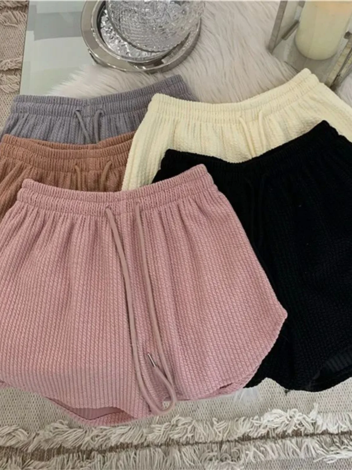 ارتفاع الخصر Dstring التخسيس orts المرأة الشارع Sle عارضة السراويل البطن التحكم الصيف جمع Faionable orts