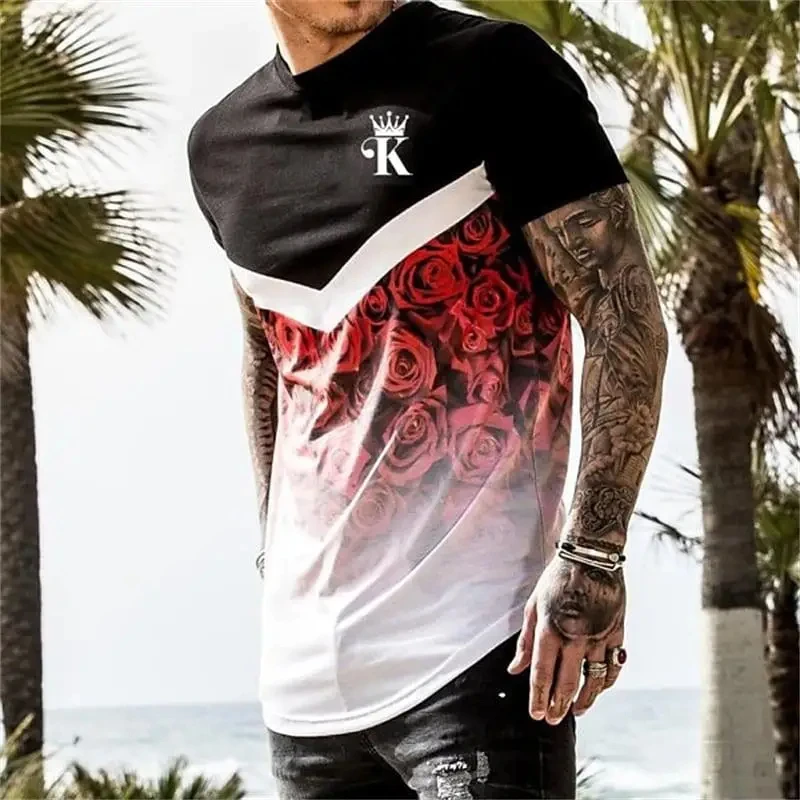 Summer Graffiti 3D Print Men\'s T-shirts Streetwear Polyester 0-Neck Loose Short Sleeve Tops Casual Loose Tee Shirts Men Clothing