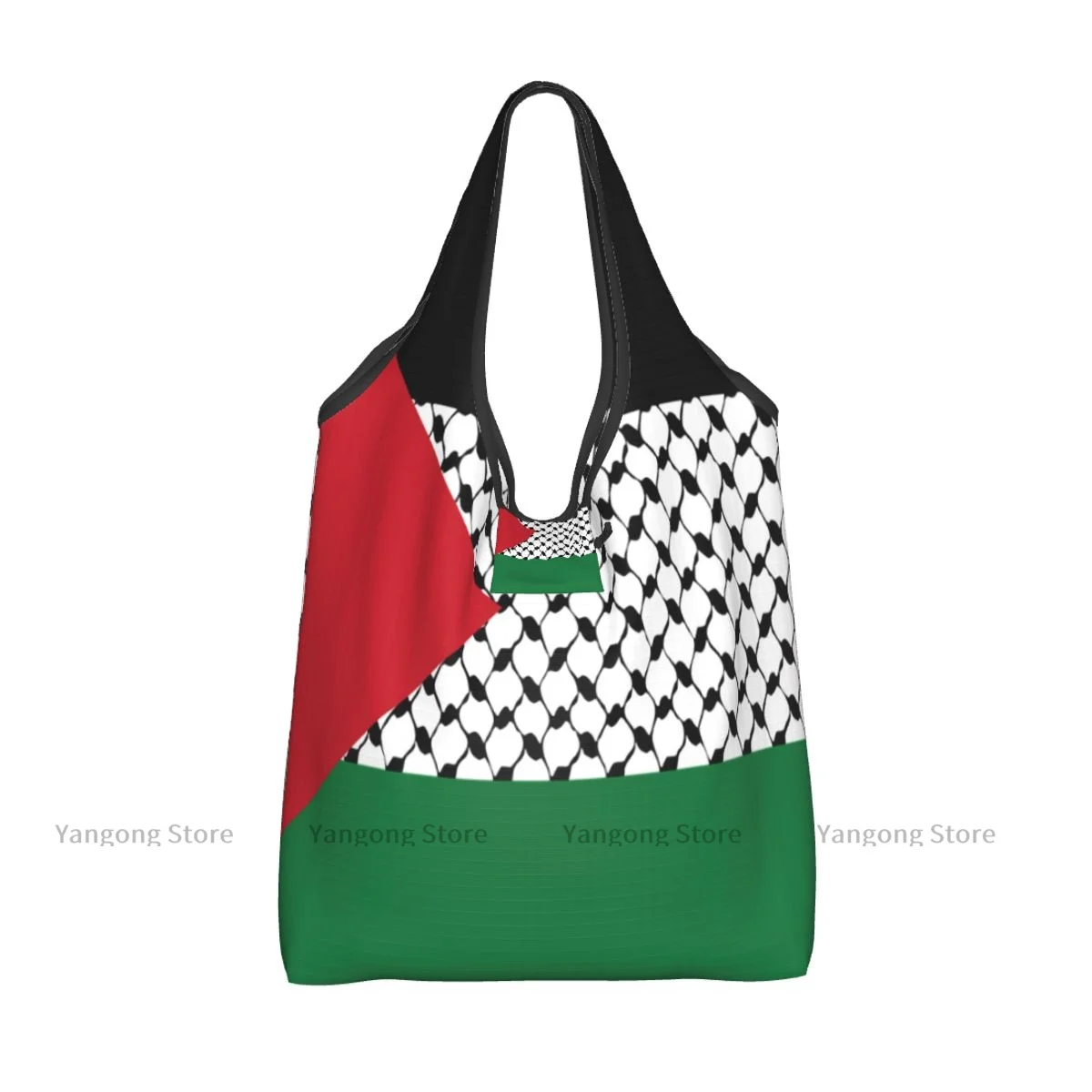 Foldable Shopping Bag Palestine Flag Tote Folding Pouch Handbag Convenient Travel Grocery Bag