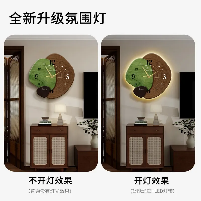 for Medieval Style LED Luminous Wall Clock High End Simple Living Room TV Background Creative Art Hanging Clock