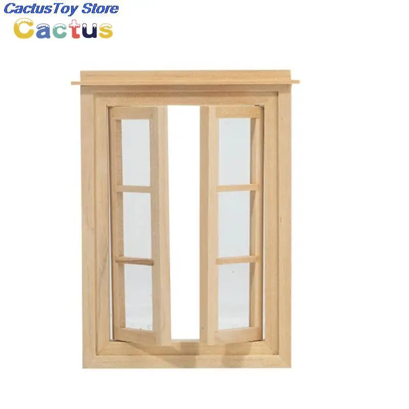 Multi Styles Dollhouse Miniature Wood External Single Door Wooden Window Frame DIY Accessories  Doll House Furniture Toys