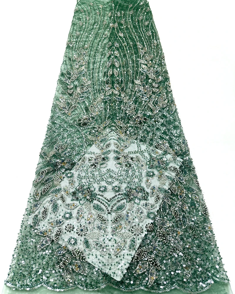 

Luxury African Beaded 2026 High Quality Nigerian Sequins With Pearl Lace French Tulle Lace Fabric For Party Dress Sewing