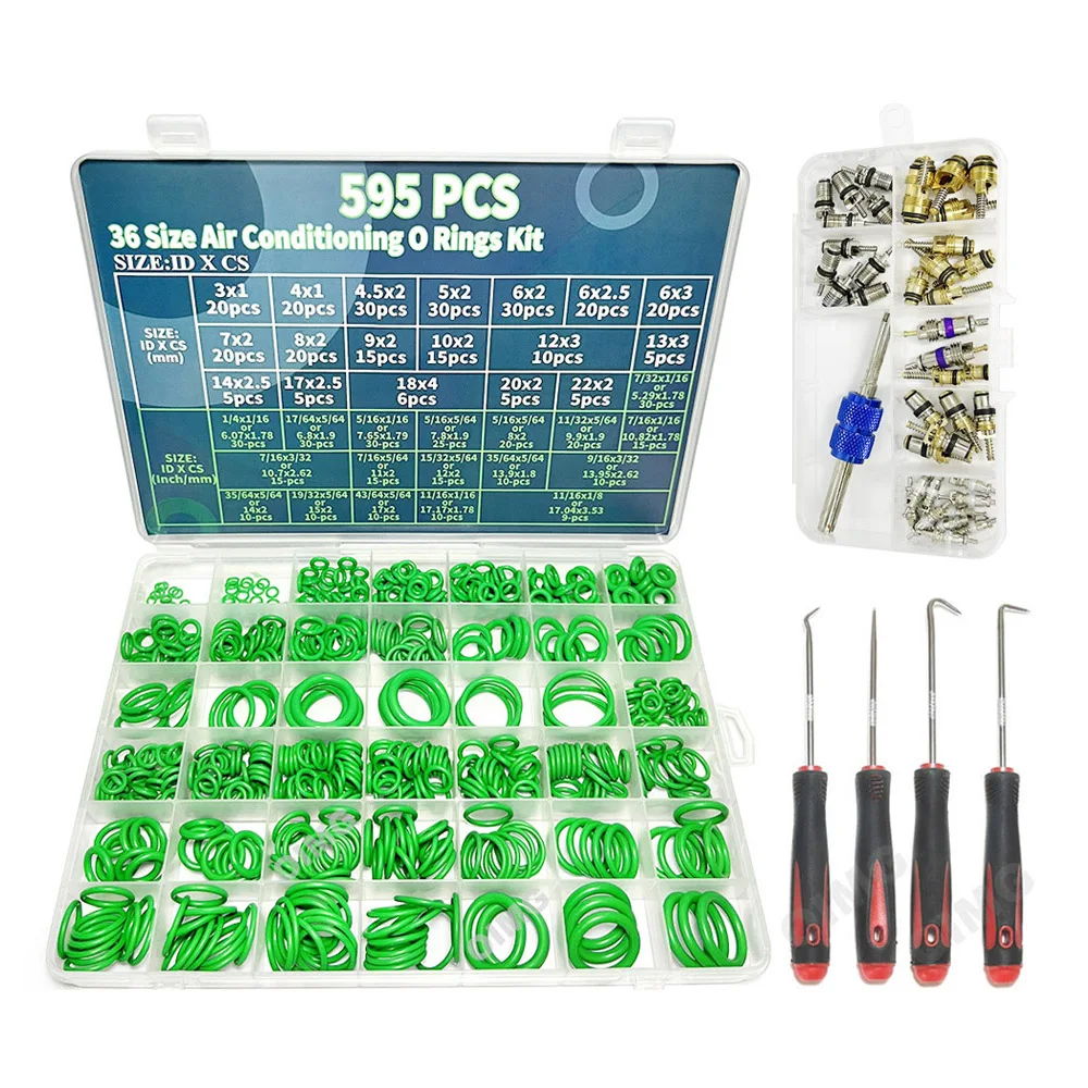 

595/530pcs Car Air Conditioning Rubber O-ring Heat-resistant Seal Ring Gaskets Automotive AC Plumbing Faucet Washer