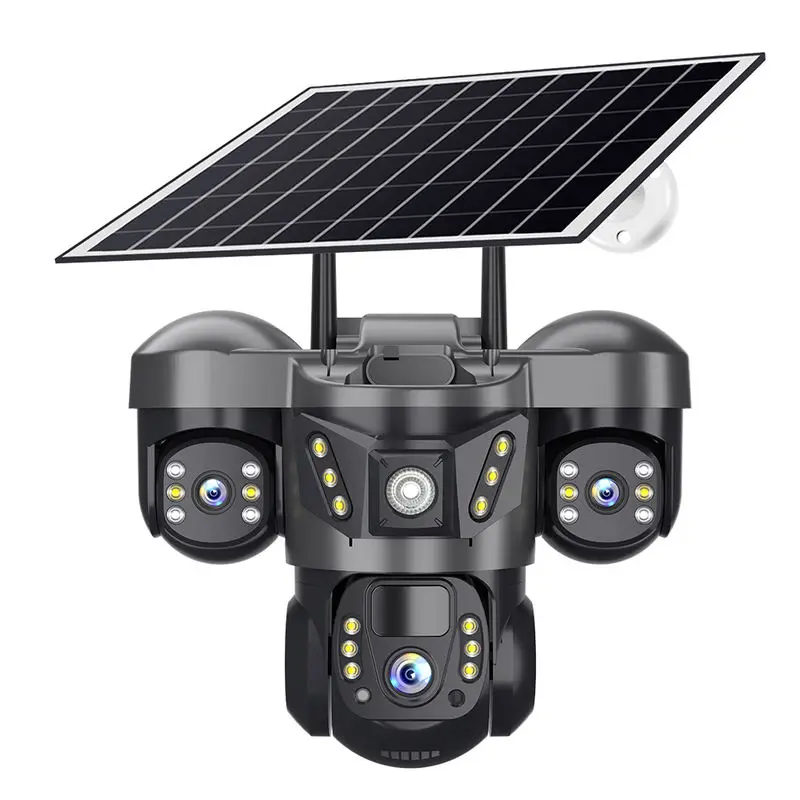 3 Lens 3 Screen 6MP 4G Solar PTZ Camera Outdoor IP66 Waterproof Security Camera