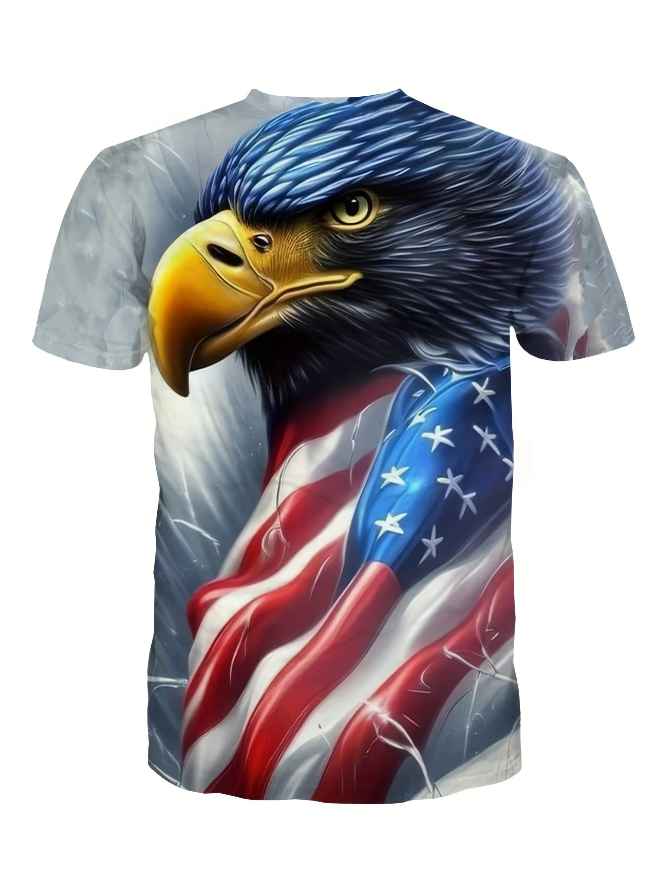 3D American Flag & Eagle Pattern T-shirt For Men, Trendy Short Sleeve Top, Men's Clothing For Outing