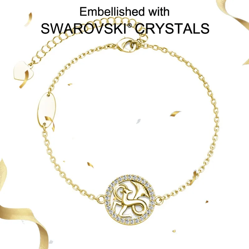 

Daisini 925 Sterling Silver Round Coin Zodiac Sign Charm Bracelet for Women Swarovski Crystals 12 Constellations Chain Jewelry