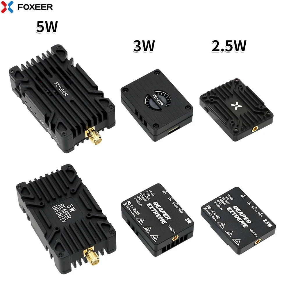 FOXEER Reaper Extreme 5W 1.8W 2.5W 3W 10W FPV Transmitter Adjustable VTX Built-in Mic for FPV RC Long Range Drone