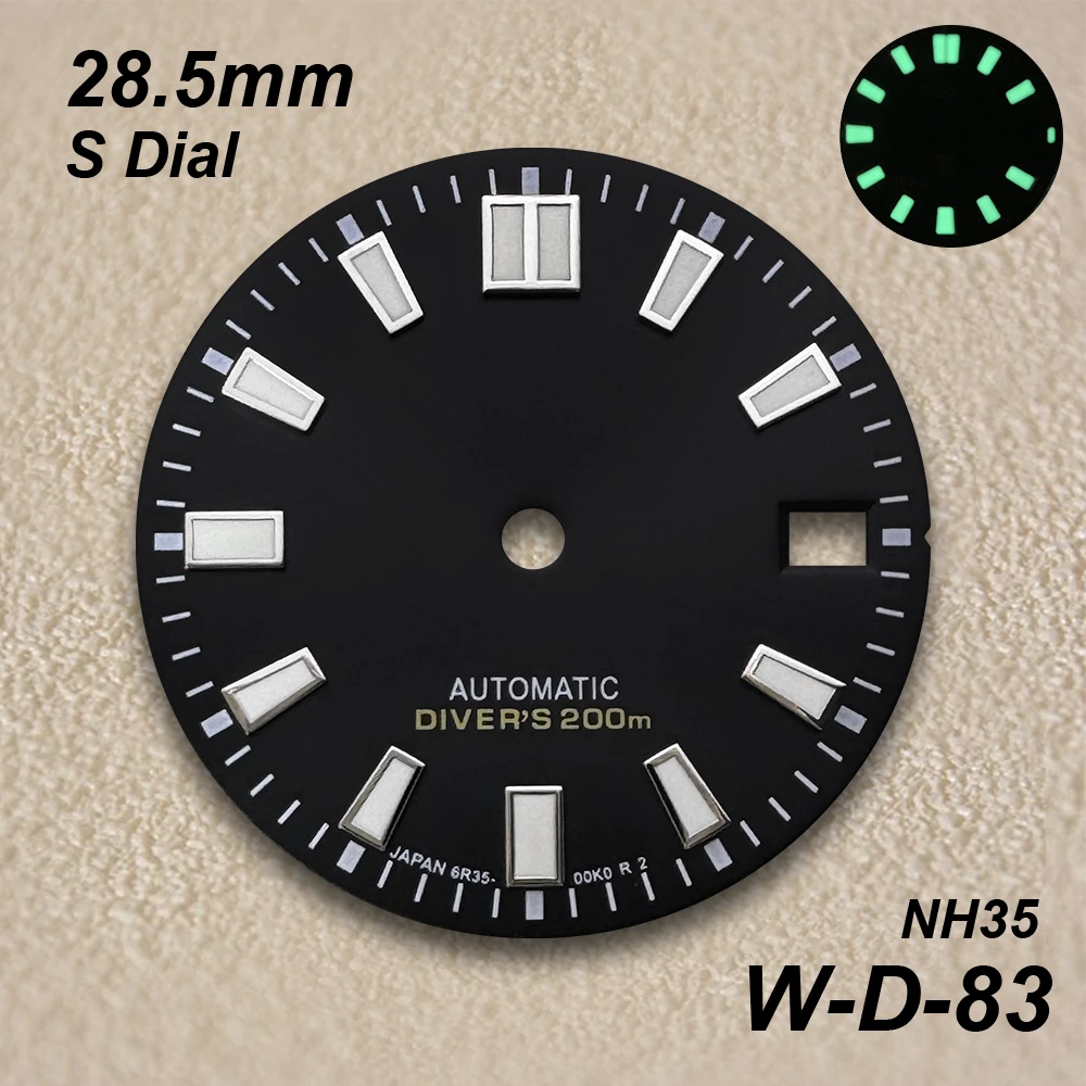 28.5mm Sunburst S Dial Suitable for NH35/36/7S/4R Automatic Movement Strong Green Luminous Diving Watch Modification Accessories