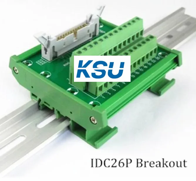 IDC26P IDC 26Pin Male Terminal Block Breakout PLC Relay Terminals DIN Rail Mounting Adapter Connector