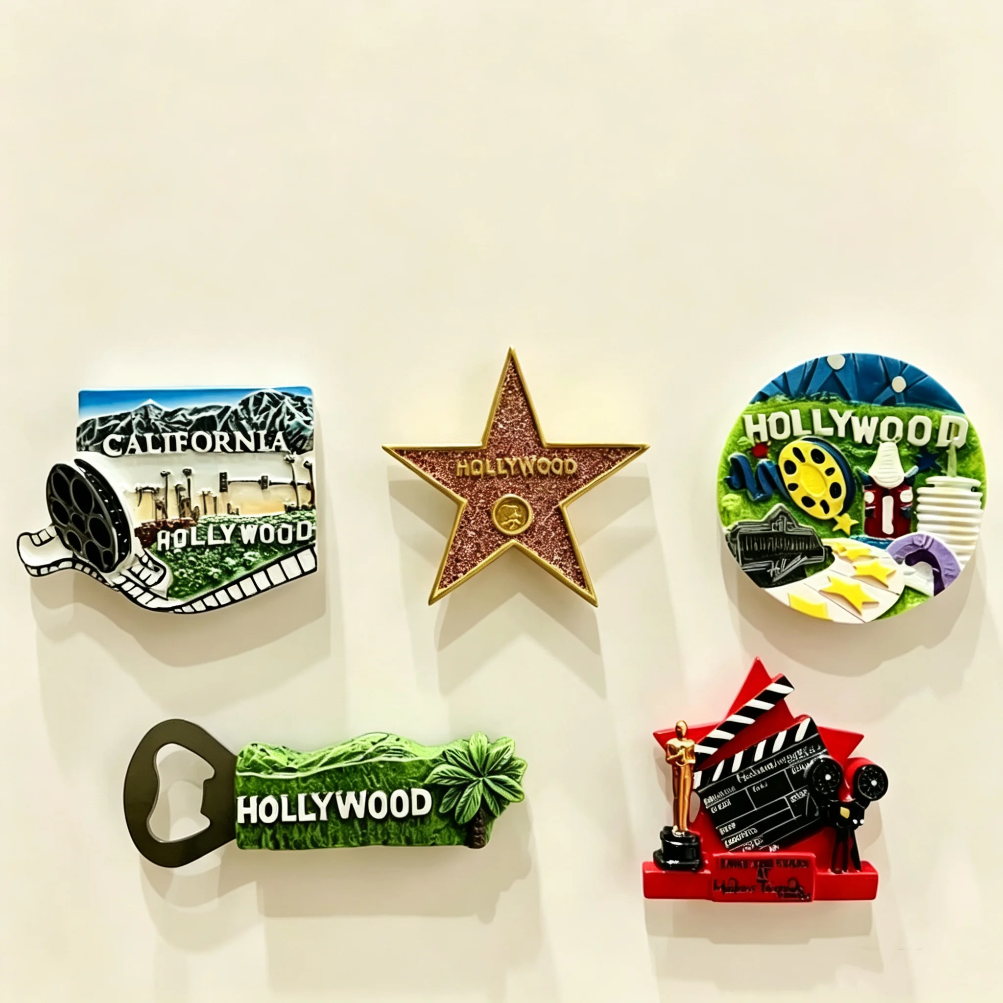 Hollywood, US 3D Fridge Magnets Tourism Souvenir Resin Handicraft Refrigerator Magnets Sticker Collection Home Decoration Gift