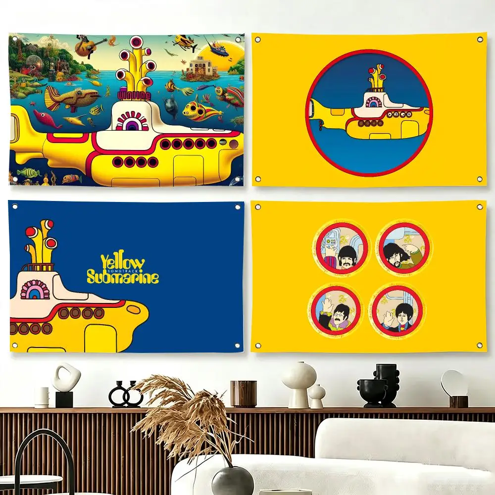 Retro 60s Animation Y-Yellow Submarine Flags  For Living Room Home Dorm Decor Wall Outdoor Camping Party Banner Gifts