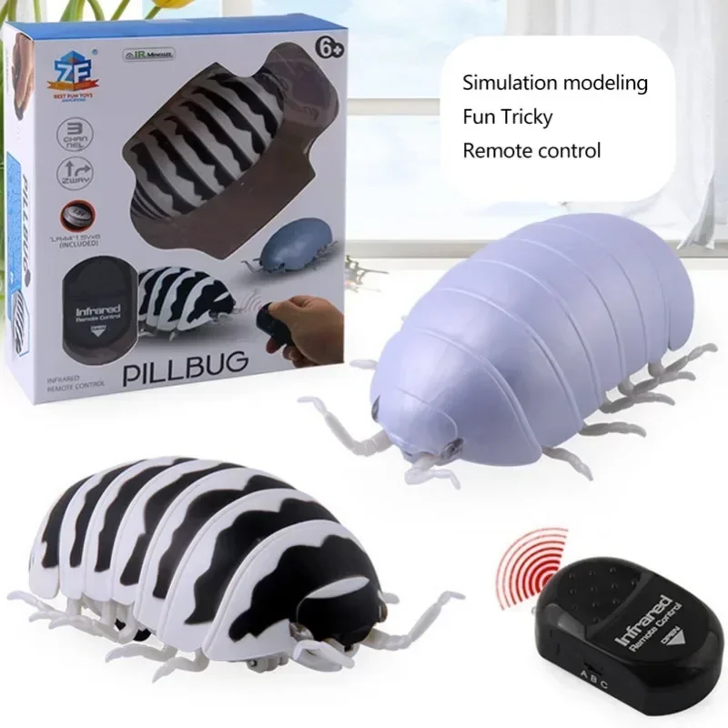 Funny RC Animal Toys Simulation Pillbug Electric Robot Bugs Halloween Prank Insect Kids ToysInfrared RC Bugs Toys For Children